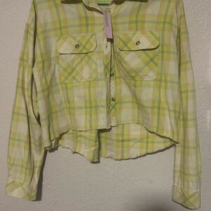Wild Fable Yellow Plaid Cropped Shirt
